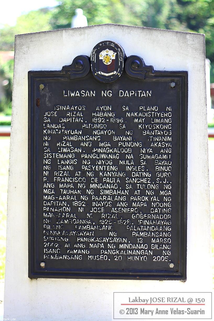 The marker to the Dapitan Plaza [Photo by Mary Anne Velas-Suarin]