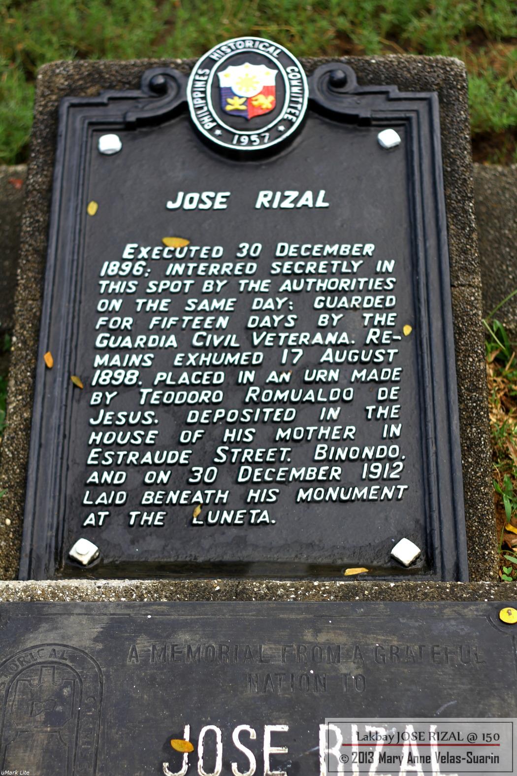 Jose Rizal was first buried here secretly.  [Photo by Mary Anne Velas-Suarin]