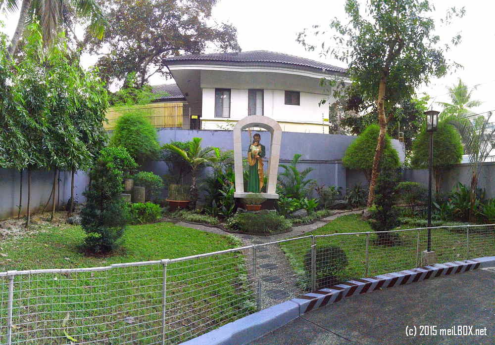 Pink Sisters Convent in New Manila. This is  the garden at the back of the convent (near the exit gate) and where you would find a statue of St. Joseph and Jesus. [Image by M. Velas-Suarin]
